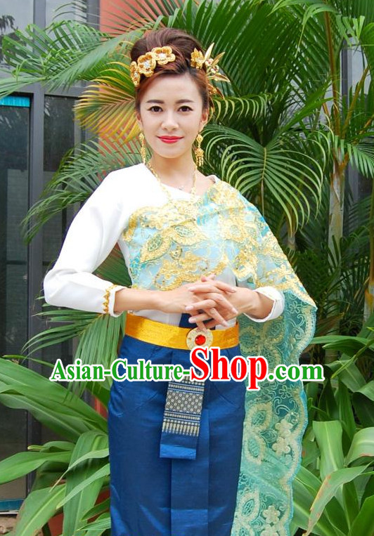 Traditional National Thai Dress Thai Traditional Dress Dresses Wedding Dress online for Sale Thai Clothing Thailand Clothes Complete Set for Women Girls Adults Youth Kids