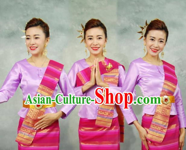 Traditional National Thai Dress Thai Traditional Dress Dresses Wedding Dress online for Sale Thai Clothing Thailand Clothes Complete Set for Women Girls Adults Youth Kids