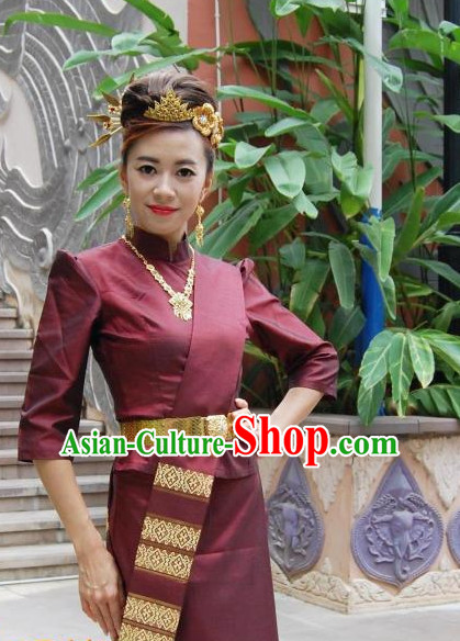 Traditional National Thai Dress Thai Traditional Dress Dresses Wedding Dress online for Sale Thai Clothing Thailand Clothes Complete Set for Women Girls Adults Youth Kids