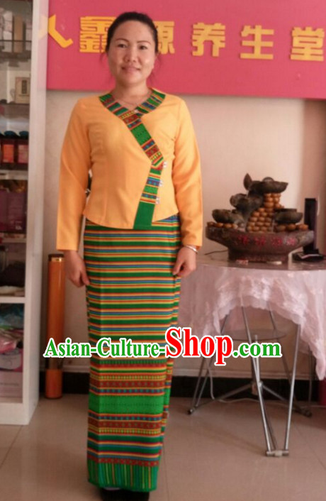 Traditional National Thai Dress Thai Traditional Dress Dresses Wedding Dress online for Sale Thai Clothing Thailand Clothes Complete Set for Women Girls Adults Youth Kids