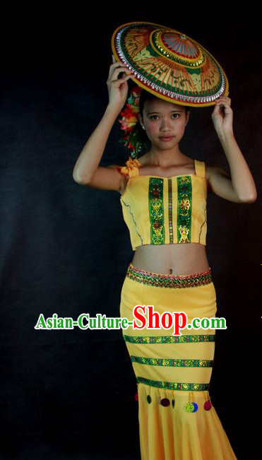 Traditional National Thai Dance Costumes Dress Thai Traditional Dress Dresses Wedding Dress online for Sale Thai Clothing Thailand Clothes Complete Set for Women Girls Adults Youth Kids