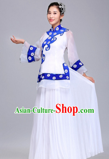 Chinese Folk Group Fan Dance Costumes Dress online for Sale Complete Set for Women Girls Adults Youth Kids