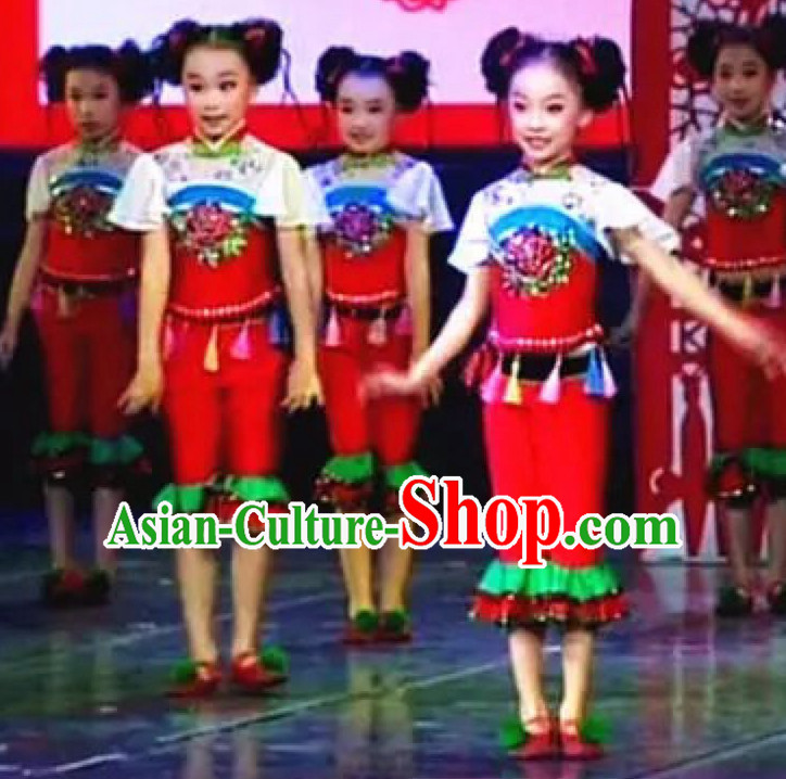 Chinese Folk Festival Dance Costumes for Kids