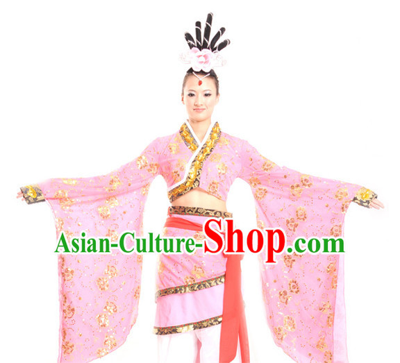 Chinese Imperial Palace Classical Dance Costumes Dancewear and Headpieces Complete Set for Women