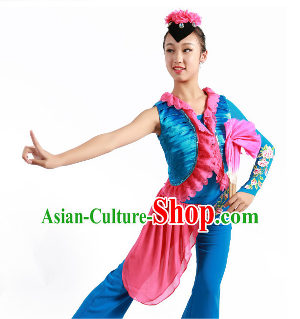 Chinese Traditional Classical Dance Costumes Dancewear and Headpieces Complete Set for Women