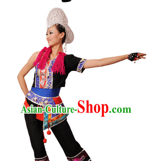 Chinese Traditional Classical Dance Costumes Dancewear and Headpieces Complete Set for Women