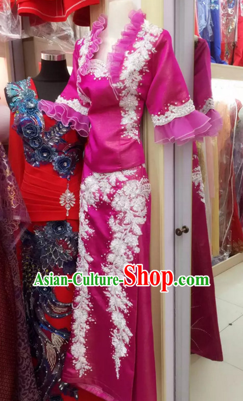 Top Traditional National Thai Garment Dress Thai Traditional Dress Dresses Wedding Dress Complete Set for Women Girls Youth Kids Adults Couple