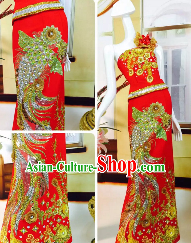 Top Traditional National Thai Garment Dress Thai Traditional Dress Dresses Wedding Dress Complete Set for Women Girls Youth Kids Adults Couple