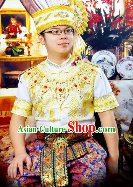 Top Traditional National Thai Garment Dress Thai Traditional Dress Dresses Wedding Dress Complete Set for Men Boys Youth Kids Adults