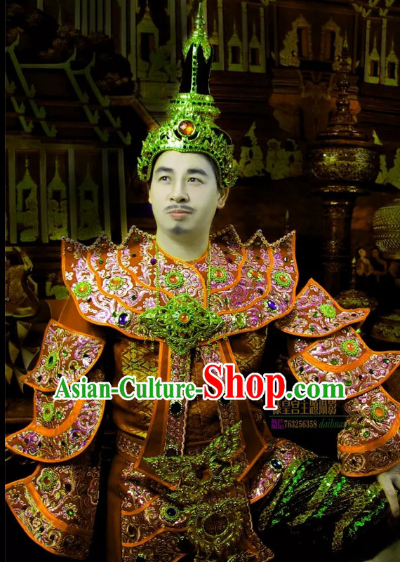 Top Traditional National Thai Empeoror Costumes Garment Dress Thai Traditional Dress Dresses Wedding Dress Complete Set for Men Boys Youth Kids Adults