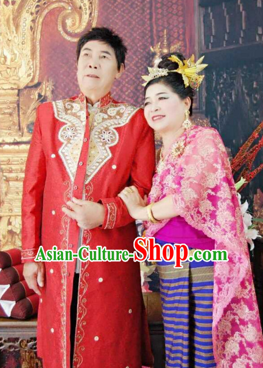 Top Traditional National Thai Garment Dress Thai Traditional Dress Dresses Wedding Dress Complete Set for Couples