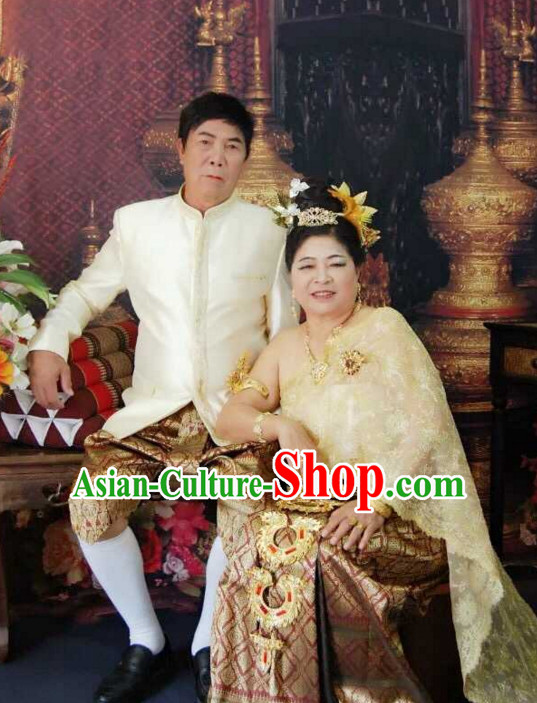 Top Traditional National Thai Garment Dress Thai Traditional Dress Dresses Wedding Dress Complete Set for Couples