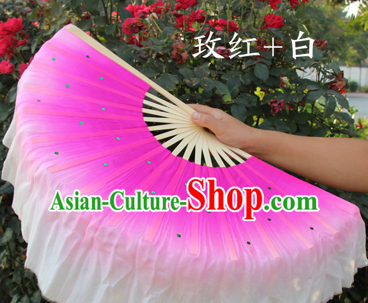 Color Transition Traditional Chinese Pure Silk Dance Fan
