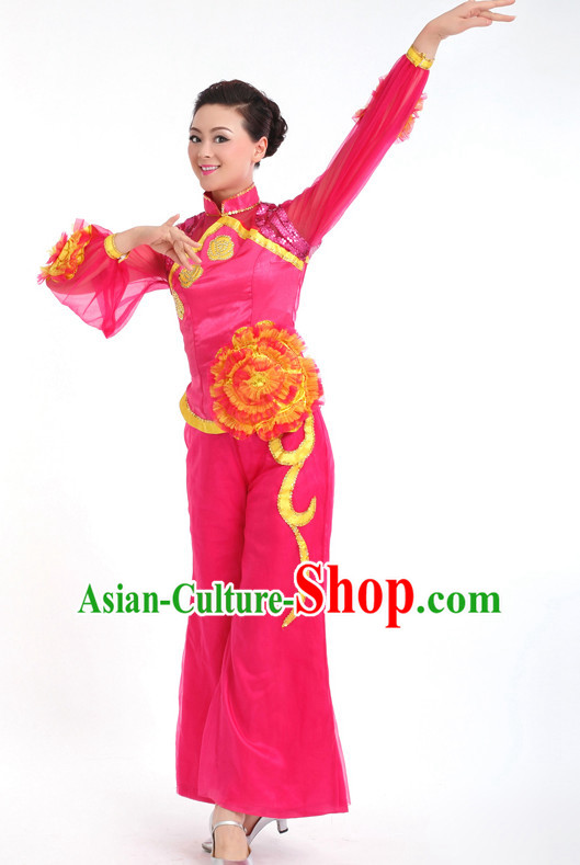 Traditional Chinese Dance Costumes Custom Dance Costume Folk Dance Chinese Dress Cultural Dances and Headdress Complete Set