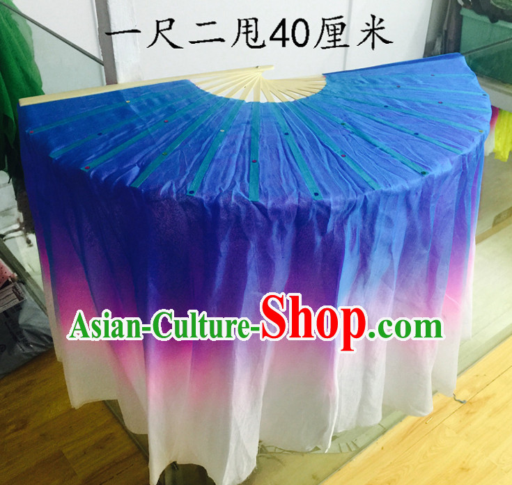 Professional Traditional Chinese Beijing Dance Academy Color Transition Two Sides Pure Silk Dance Fan