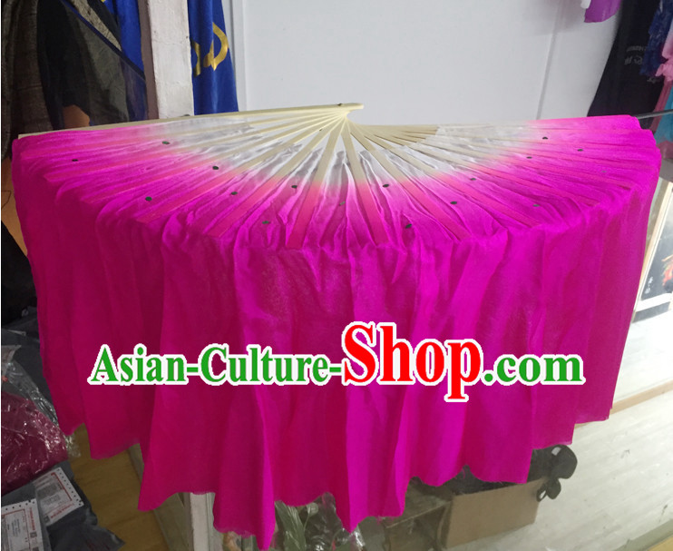 Professional Traditional Chinese Beijing Dance Academy Color Transition Two Sides Pure Silk Dance Fan