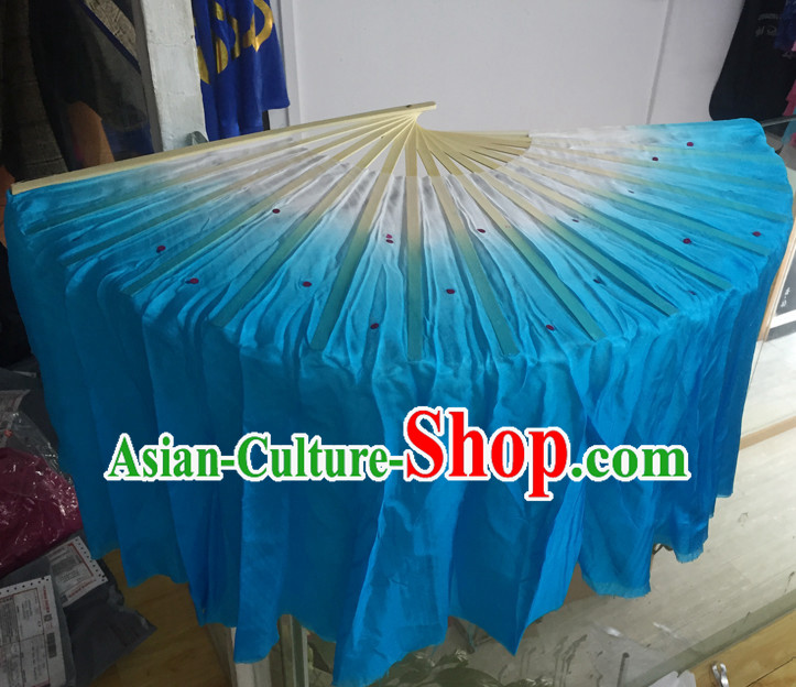 Professional Traditional Chinese Beijing Dance Academy Color Transition Two Sides Pure Silk Dance Fan