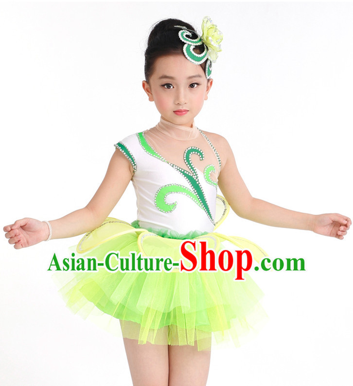 Chinese Competition Dance Costumes Kids Dance Costumes Folk Dances Ethnic Dance Fan Dance Dancing Dancewear for Children