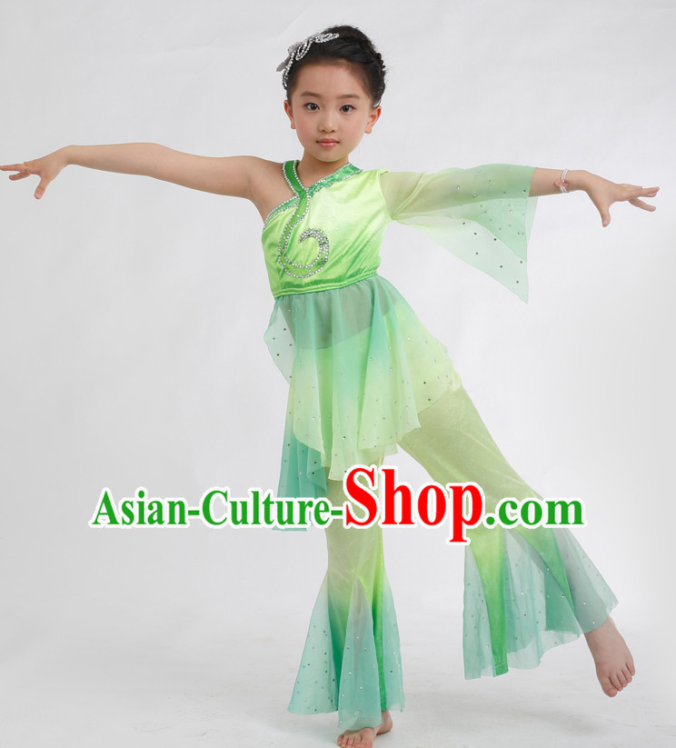 Chinese Competition Dance Costumes Kids Dance Costumes Folk Dances Ethnic Dance Fan Dance Dancing Dancewear for Children