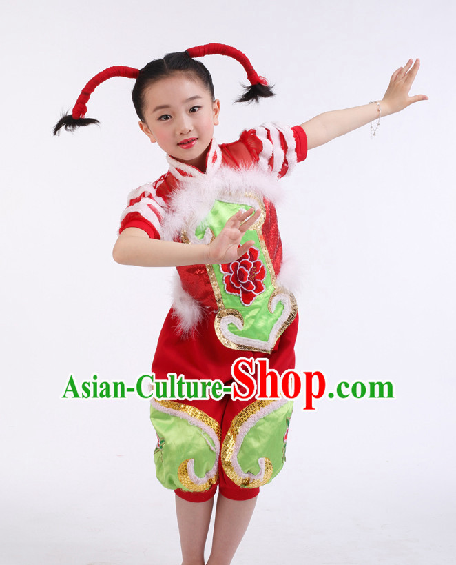 Chinese Competition Festival Dance Costumes Kids Dance Costumes Folk Dances Ethnic Dance Fan Dance Dancing Dancewear for Children