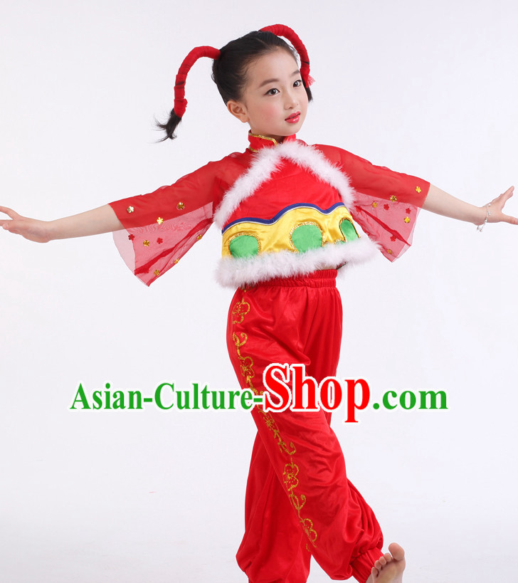 Chinese Competition Han Dance Costumes Kids Dance Costumes Folk Dances Ethnic Dance Fan Dance Dancing Dancewear for Children