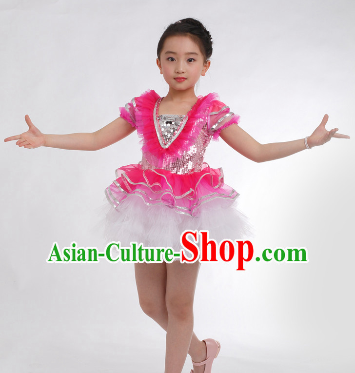 Chinese Competition Ballroom Dance Costumes Kids Dance Costumes Folk Dances Ethnic Dance Fan Dance Dancing Dancewear for Children