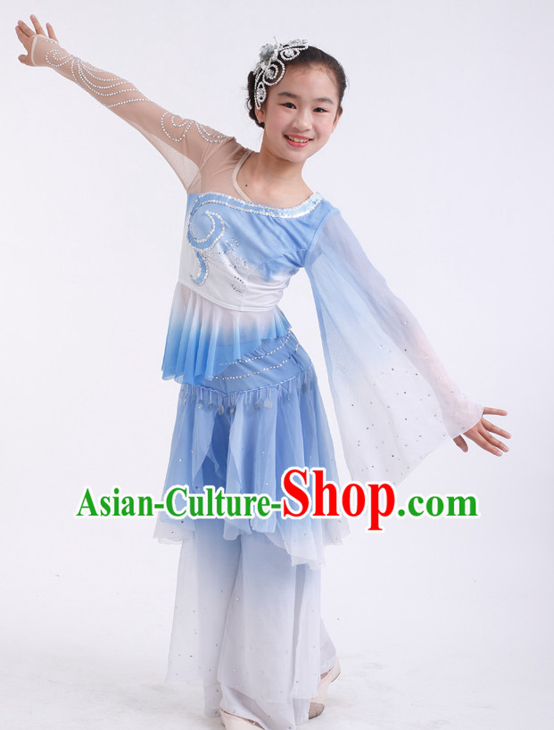 Chinese Competition Classical Dance Costumes Kids Dance Costumes Folk Dances Ethnic Dance Fan Dance Dancing Dancewear for Children