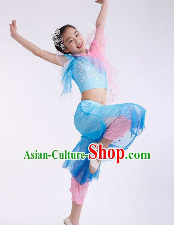 Chinese Competition Modern Dance Costumes Kids Dance Costumes Folk Dances Ethnic Dance Fan Dance Dancing Dancewear for Children