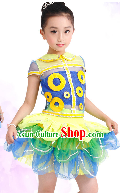 Chinese Competition Modern Dance Costumes Kids Dance Costumes Folk Dances Ethnic Dance Fan Dance Dancing Dancewear for Children