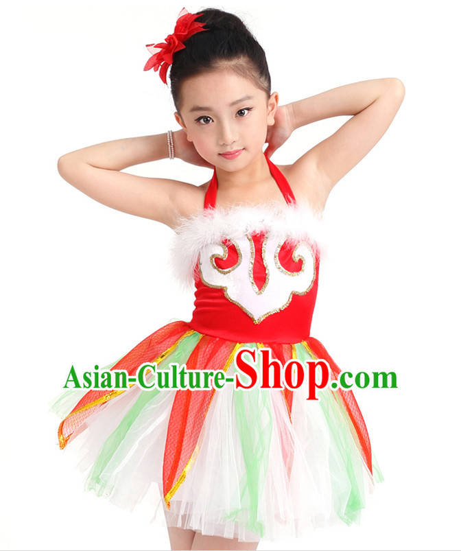 Chinese Competition Stage Team Dance Costumes Kids Dance Costumes Folk Dances Ethnic Dance Fan Dance Dancing Dancewear for Children