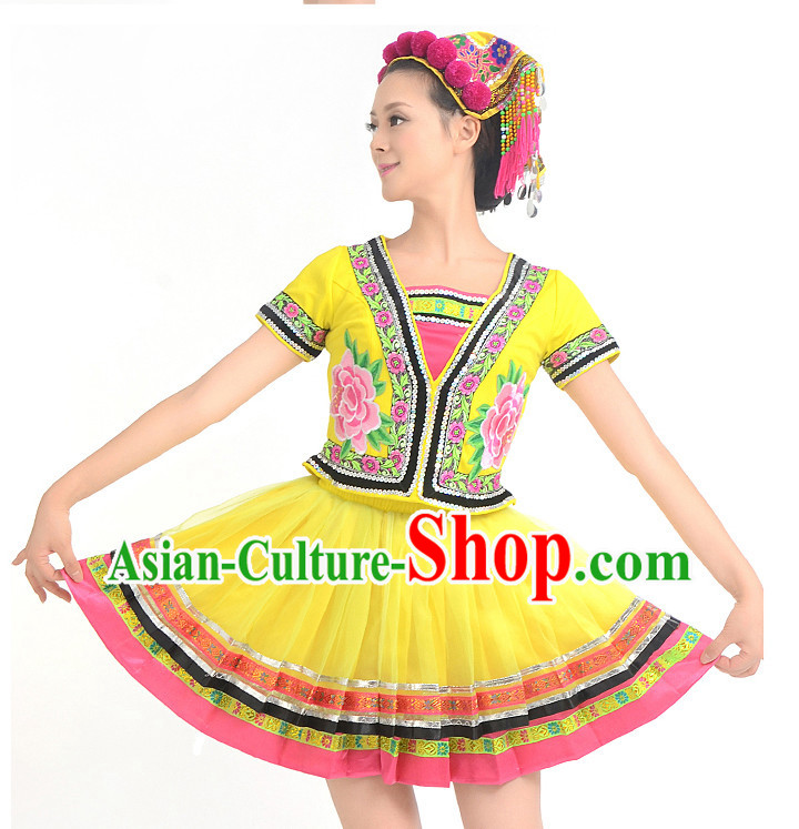 Chinese Competition Stage Dance Costumes Female Dance Costumes Folk Dances Ethnic Dance Fan Dance Dancing Dancewear for Women