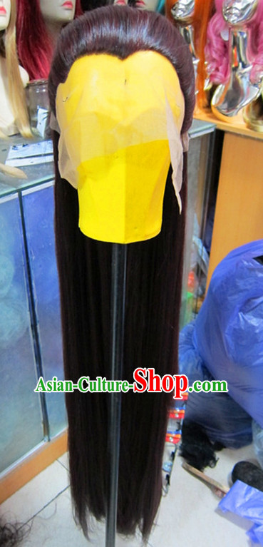 Chinese Traditional Scholar Swordsmen Wig Ancient Knight Men Wigs Ladies Wigs Male Lace Front Wigs Custom Hair Pieces