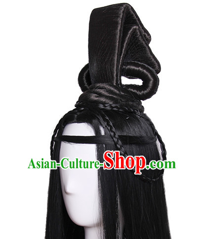 Traditional Chinese Princess Queen Empress Long Black Wigs