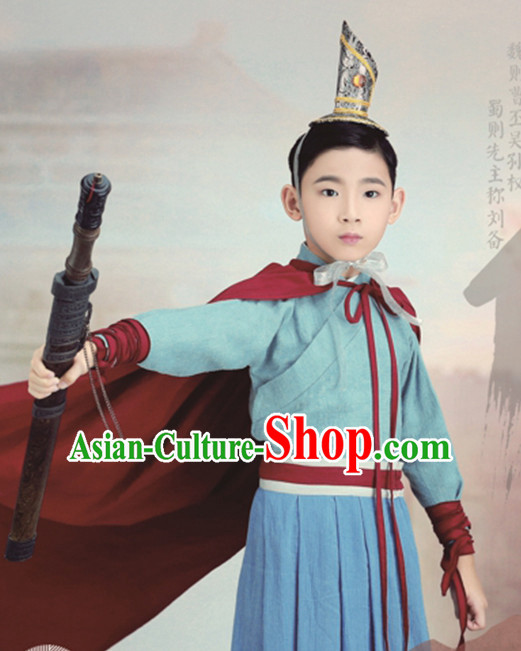 Ancient Chinese Emperor Clothing and Hat Complete Set for Children Kids