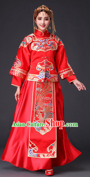 Traditional Chinese Red Wedding Dress for Brides