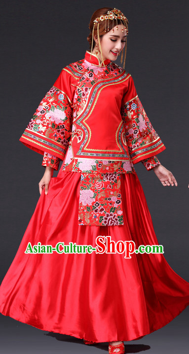 Traditional Chinese Red Wedding Dress for Brides