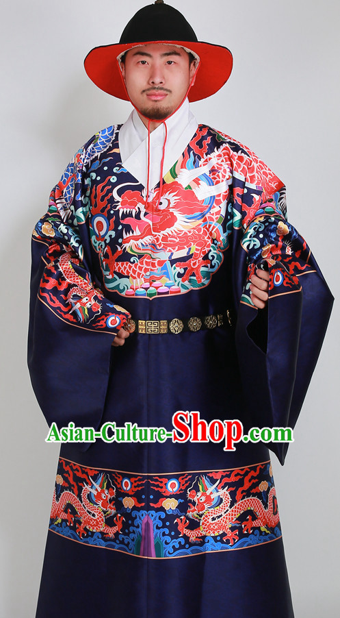 Ancient Chinese Wedding Bridal Clothing and Hat Complete Set for Men