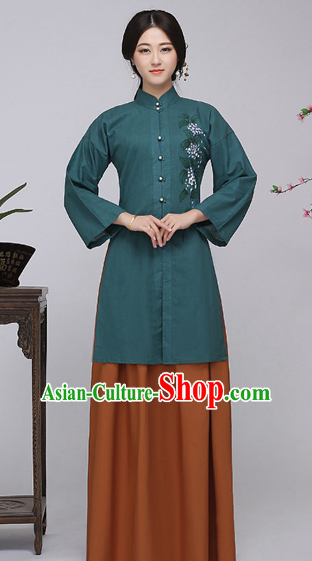 Asian Chinese Long Dresses Hanfu Costume Clothing Chinese Robe Chinese Kimono for Women