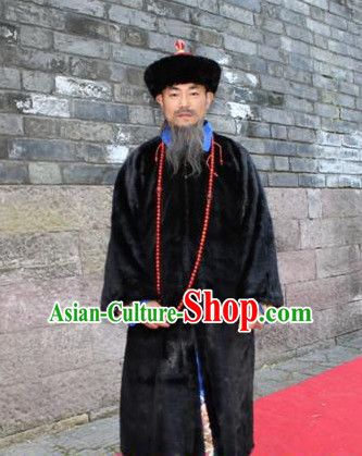 Asian Chinese Official Long Dresses Hanfu Costume Clothing Chinese Robe Chinese Kimono and Crown Complete Set for Men