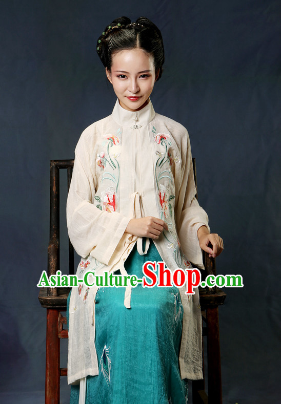 Asian Chinese Tang Dynasty Hanfu Dress Costume Clothing Oriental Dress Chinese Robes Kimono for Women Gilrls Adults Children