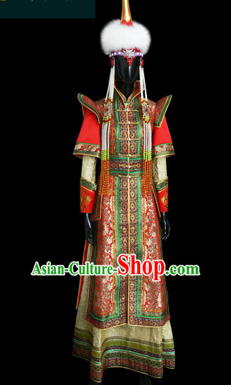 Mongolian People Yuan Dynasty Mongolians Dance Costumes Clothing Clothes Garment Complete Set for Women Girls