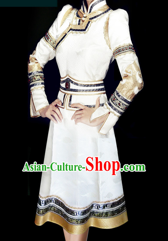 Mongolian People Yuan Dynasty Mongolians Dance Costumes Queen Princess Empress Clothing Clothes Garment Complete Set for Women Girls