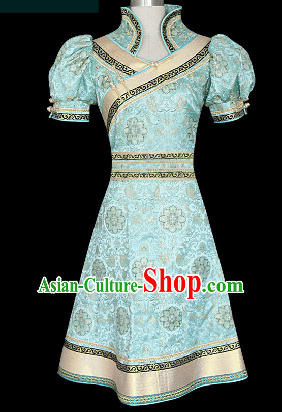 Mongolian People Yuan Dynasty Mongolians Dance Costumes Queen Princess Empress Clothing Clothes Garment Complete Set for Women Girls