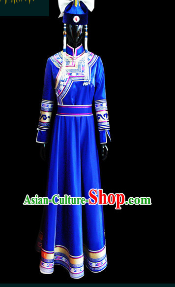 Mongolian People Yuan Dynasty Mongolians Dance Costumes Queen Princess Empress Clothing Clothes Garment Complete Set for Women Girls