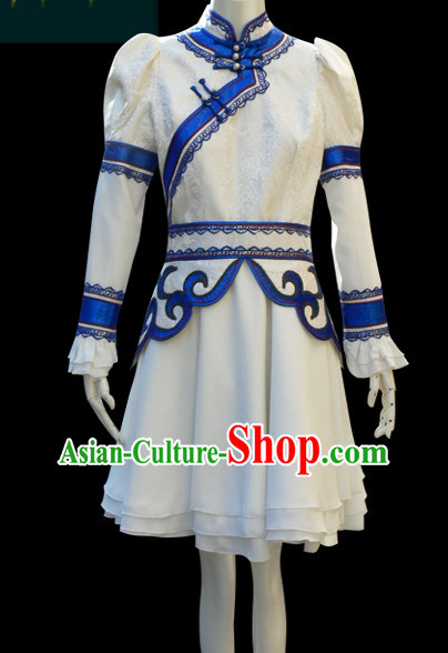 Mongolian People Yuan Dynasty Mongolians Dance Costumes Clothing Clothes Garment Complete Set for Women Girls