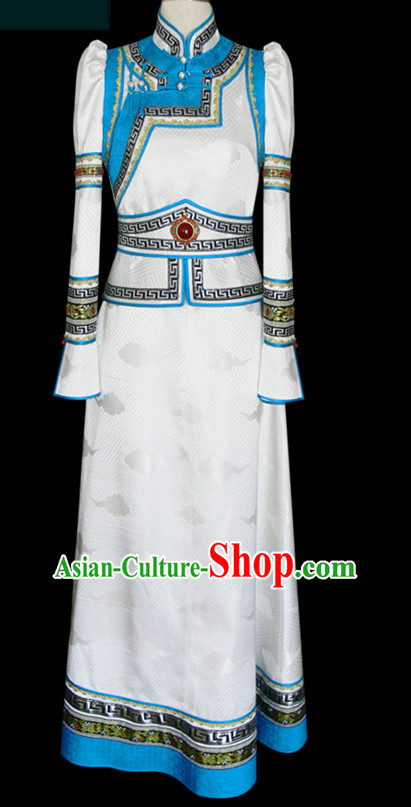 Mongolian People Yuan Dynasty Mongolians Dance Costumes Clothing Clothes Garment Complete Set for Women Girls