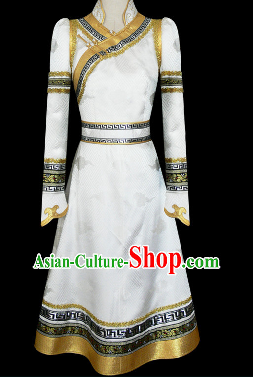 Mongolian People Yuan Dynasty Mongolians Dance Costumes Clothing Clothes Garment Complete Set for Women Girls