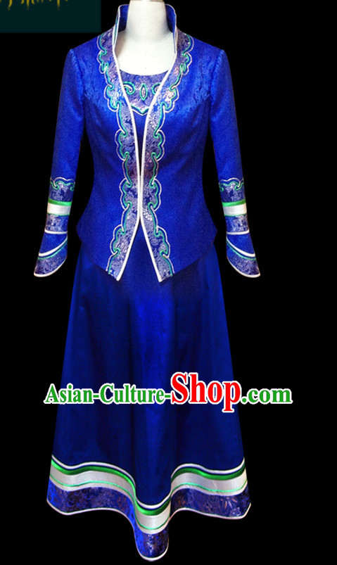 Mongolian People Yuan Dynasty Mongolians Dance Costumes Clothing Clothes Garment Complete Set for Women Girls