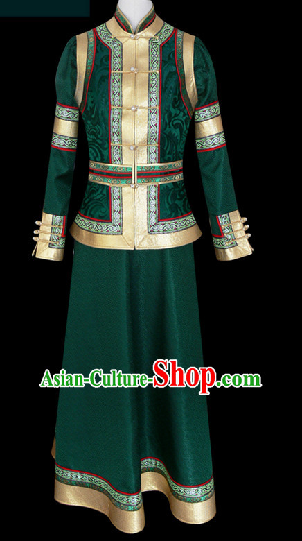 Mongolian People Yuan Dynasty Mongolians Dance Costumes Clothing Clothes Garment Complete Set for Women Girls