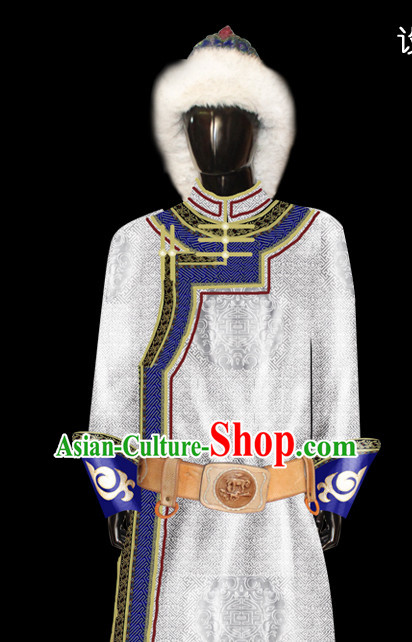 Chinese Mongolian People Genghis Khan Yuan Dynasty Mongolians Dance Costumes Emperor Prince Clothing Dress Garment Complete Set for Men Boys